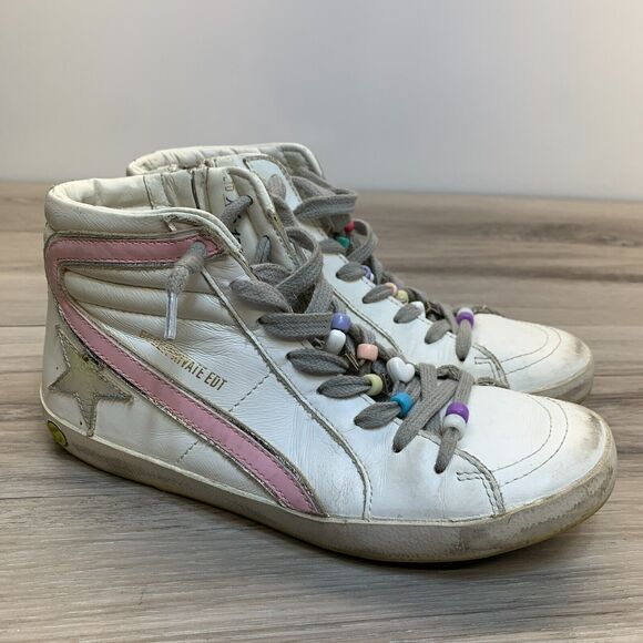 Golden Goose Slide High Top Private Edition Womens 35 US 5 White Pink Silver - Picture 1 of 13